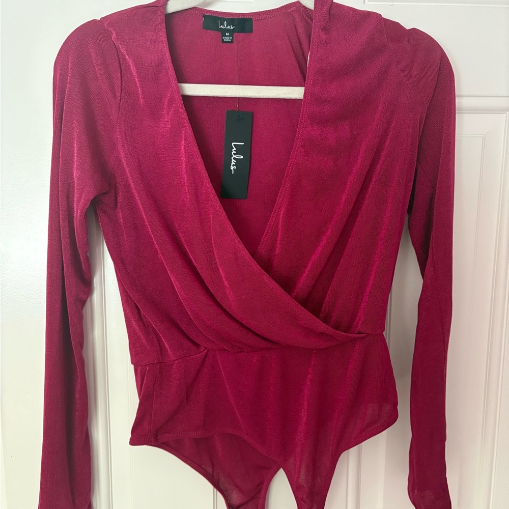 Lulus Wrap Front Long Sleeve Bodysuit – Size Medium – NWT